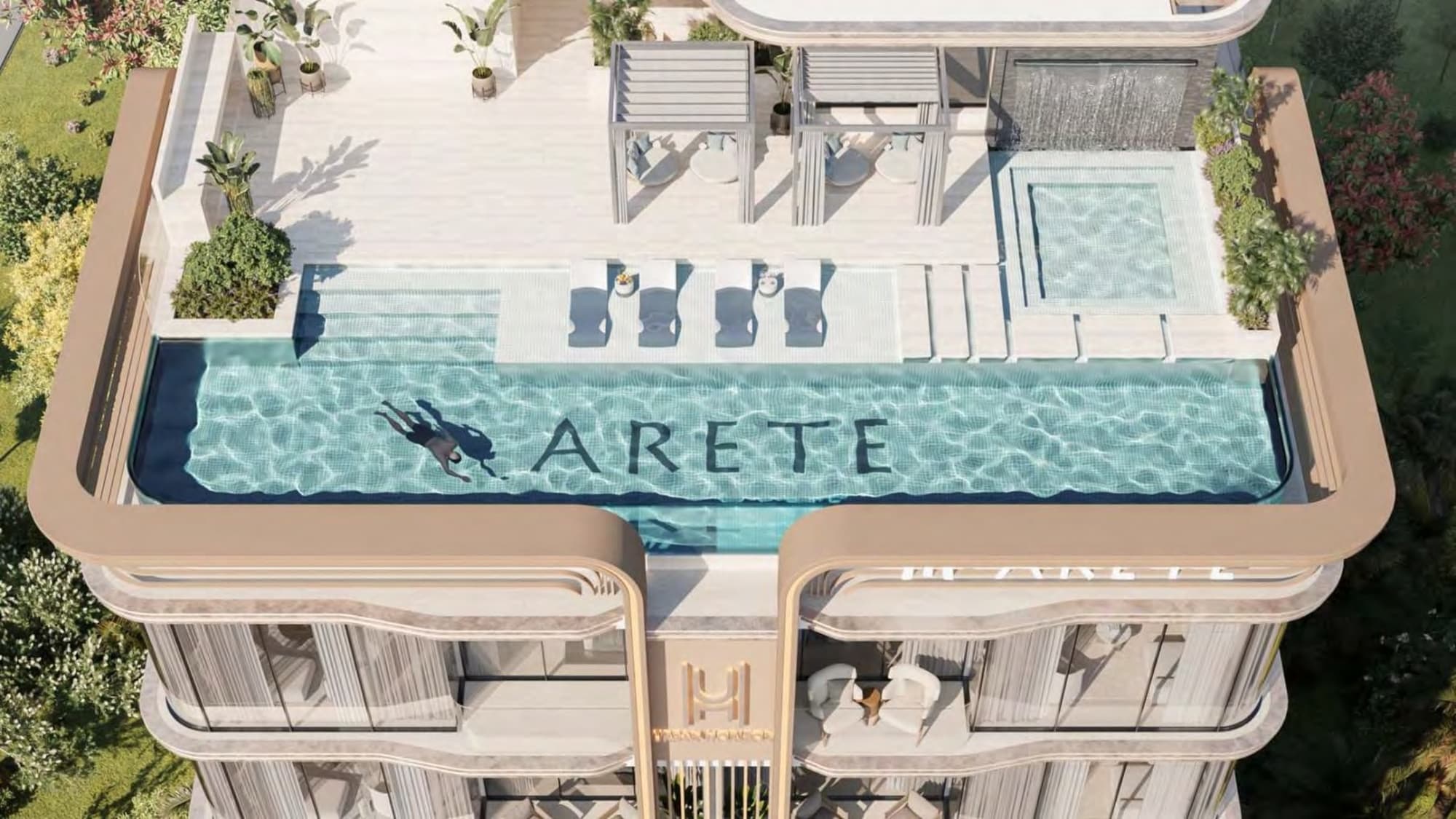 Urban Horizon amenity Pool Sun Loungers - Arjan, Dubai - by Arete