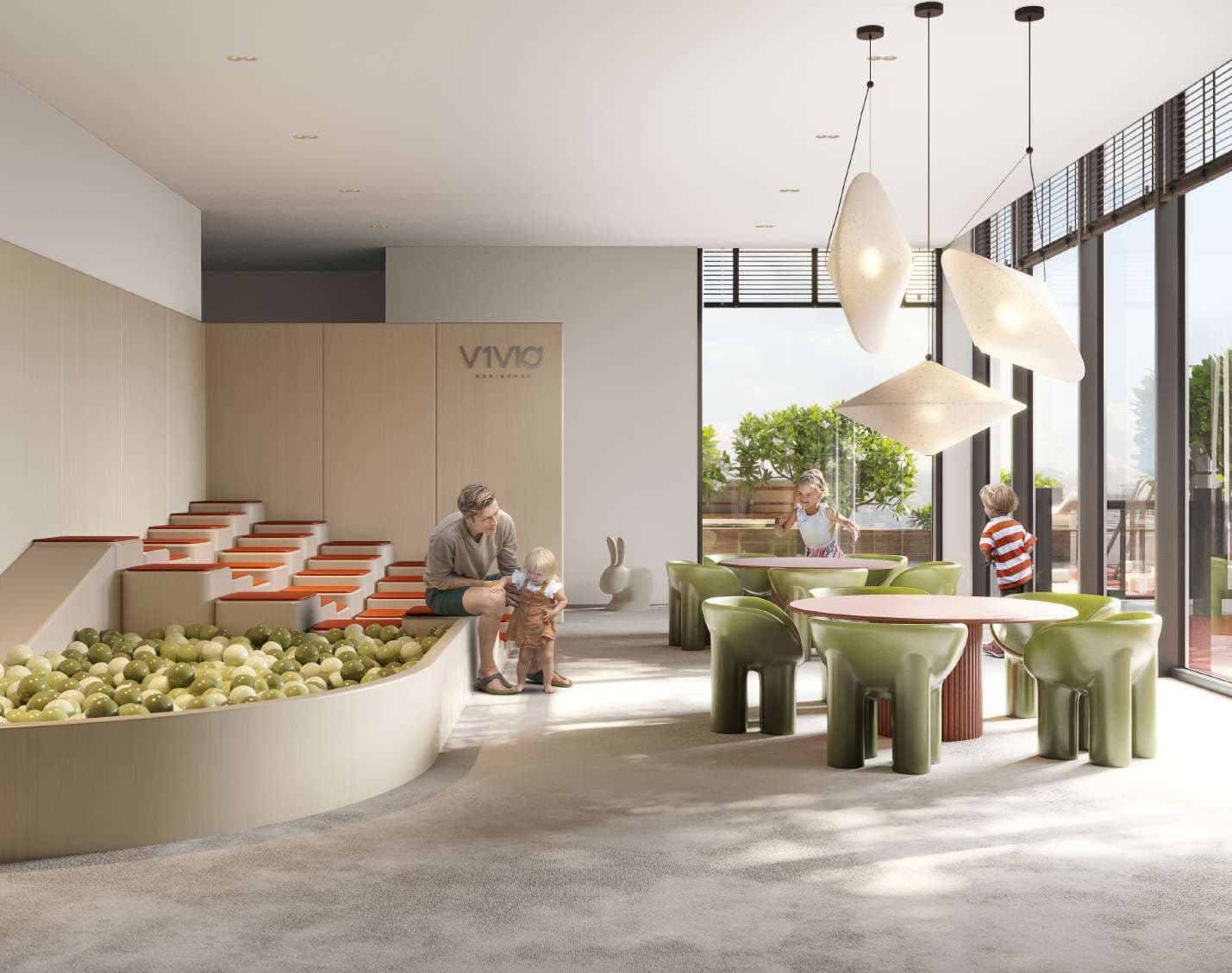 V1VID Tower amenity Kids Play Room - JVT (Jumeirah Village Triangle), Dubai - by Object 1