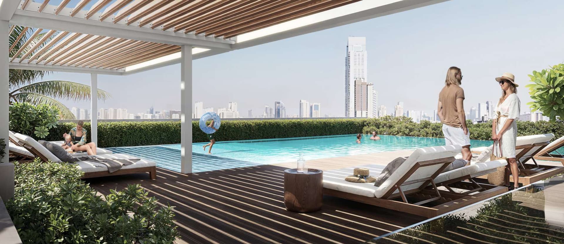 V1VID Tower amenity Swimming Pool in JVT (Jumeirah Village Triangle), Dubai, by Object 1