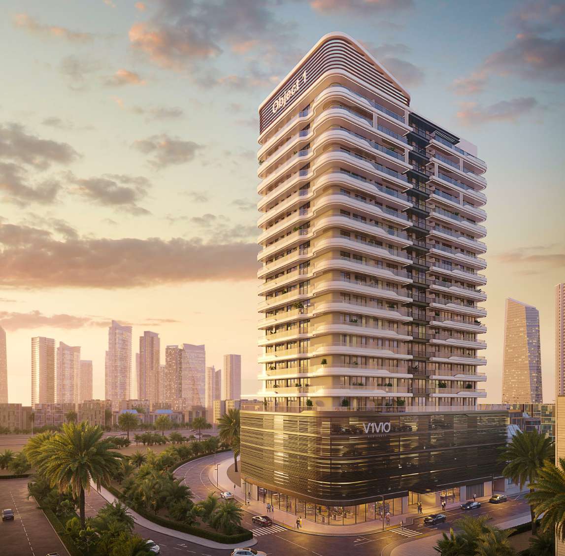 V1VID Tower exterior view - JVT (Jumeirah Village Triangle), Dubai - by Object 1