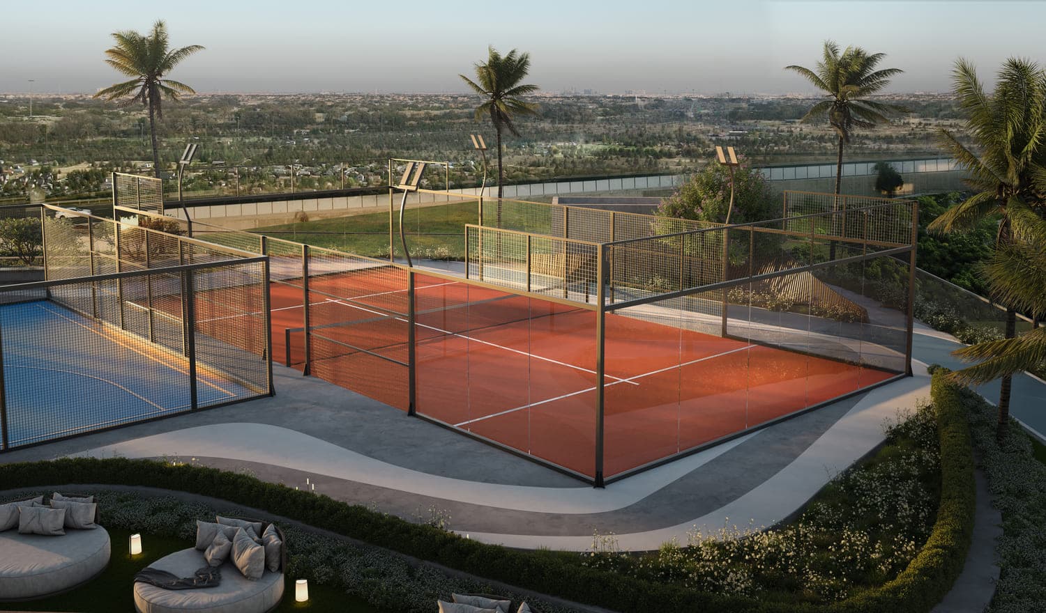 Velos Residence amenity Padel & Basketball Court - Dubai Motor City, Dubai - by CITYVIEW