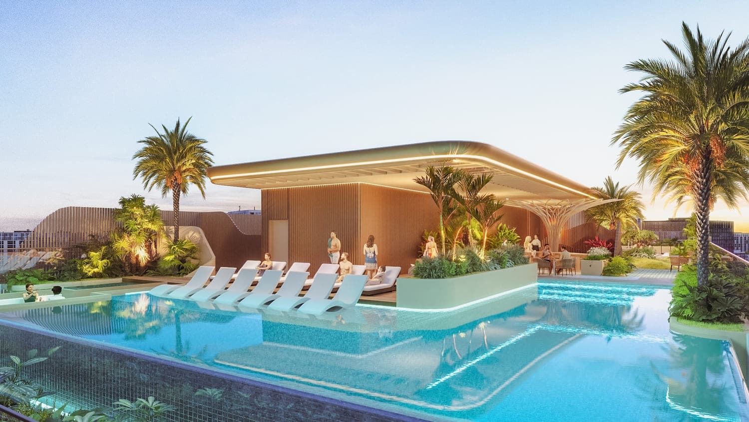 Vestoria Bay amenity Infinity Pool & Jacuzzi - Dubai Islands, Dubai - by Ahmadyar Real Estate Development