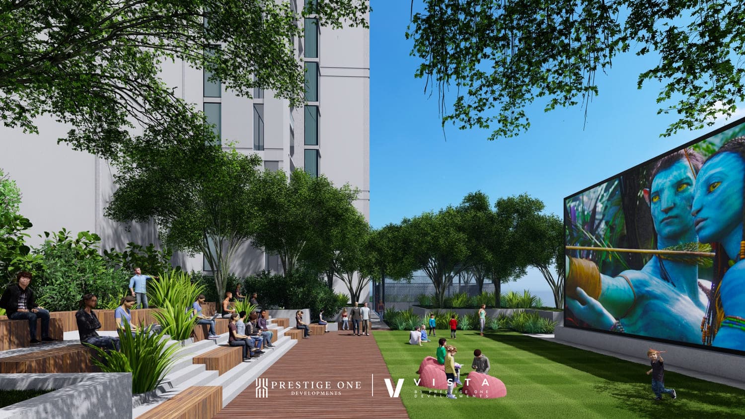 Vista by Prestige One amenity Outdoor Cinema With Terrace Seating - Dubai Sports City, Dubai - by Prestige One Developments