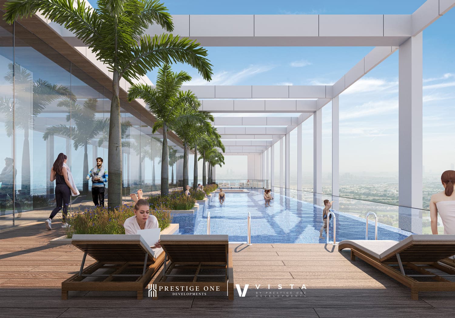 Vista by Prestige One amenity Rooftop Infinity Pool & Kids Pool - Dubai Sports City, Dubai - by Prestige One Developments