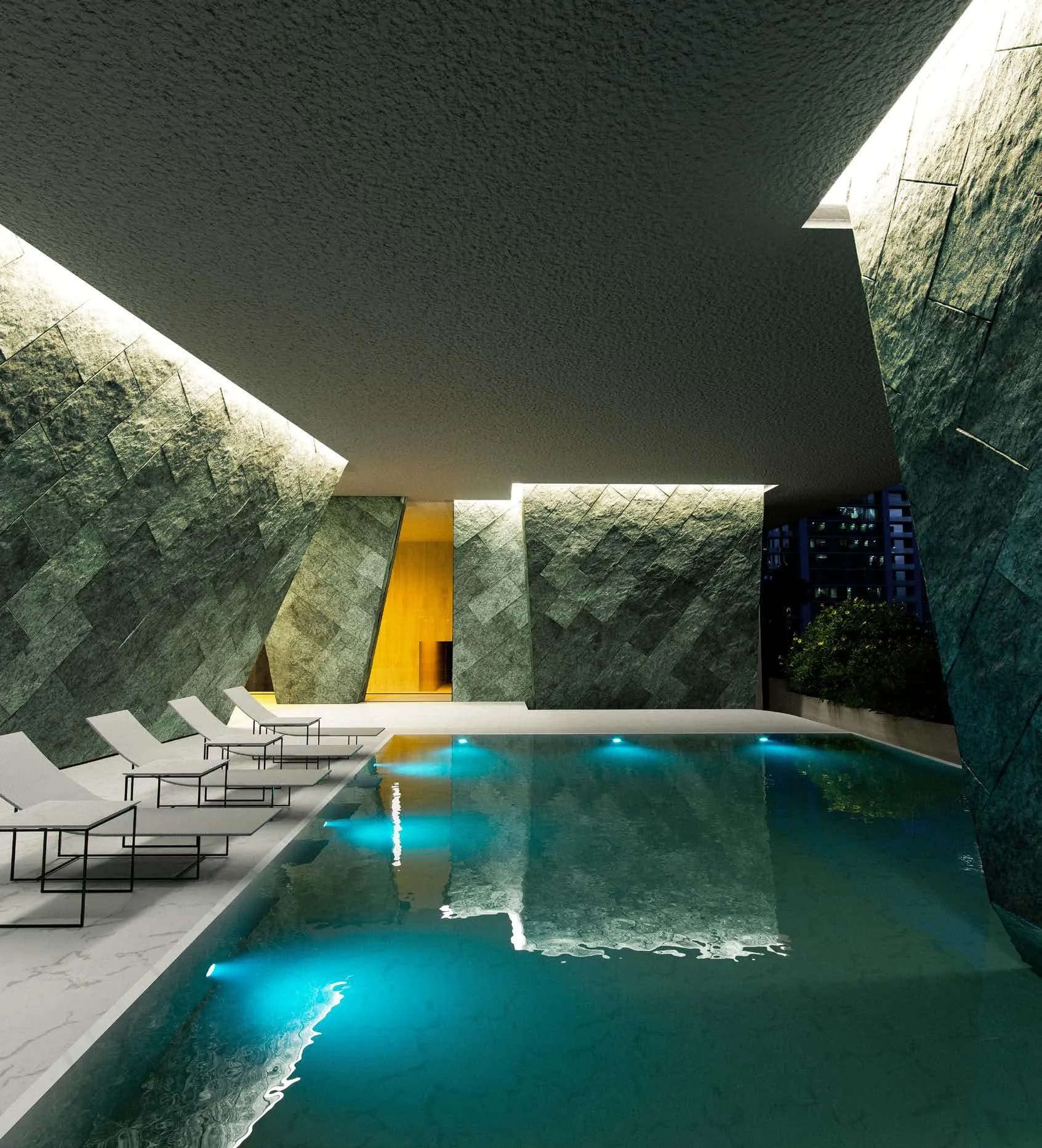 Wedyan – The Canal amenity Outdoor Lagoon Pool - Business Bay, Dubai - by Al Ghurair Collection