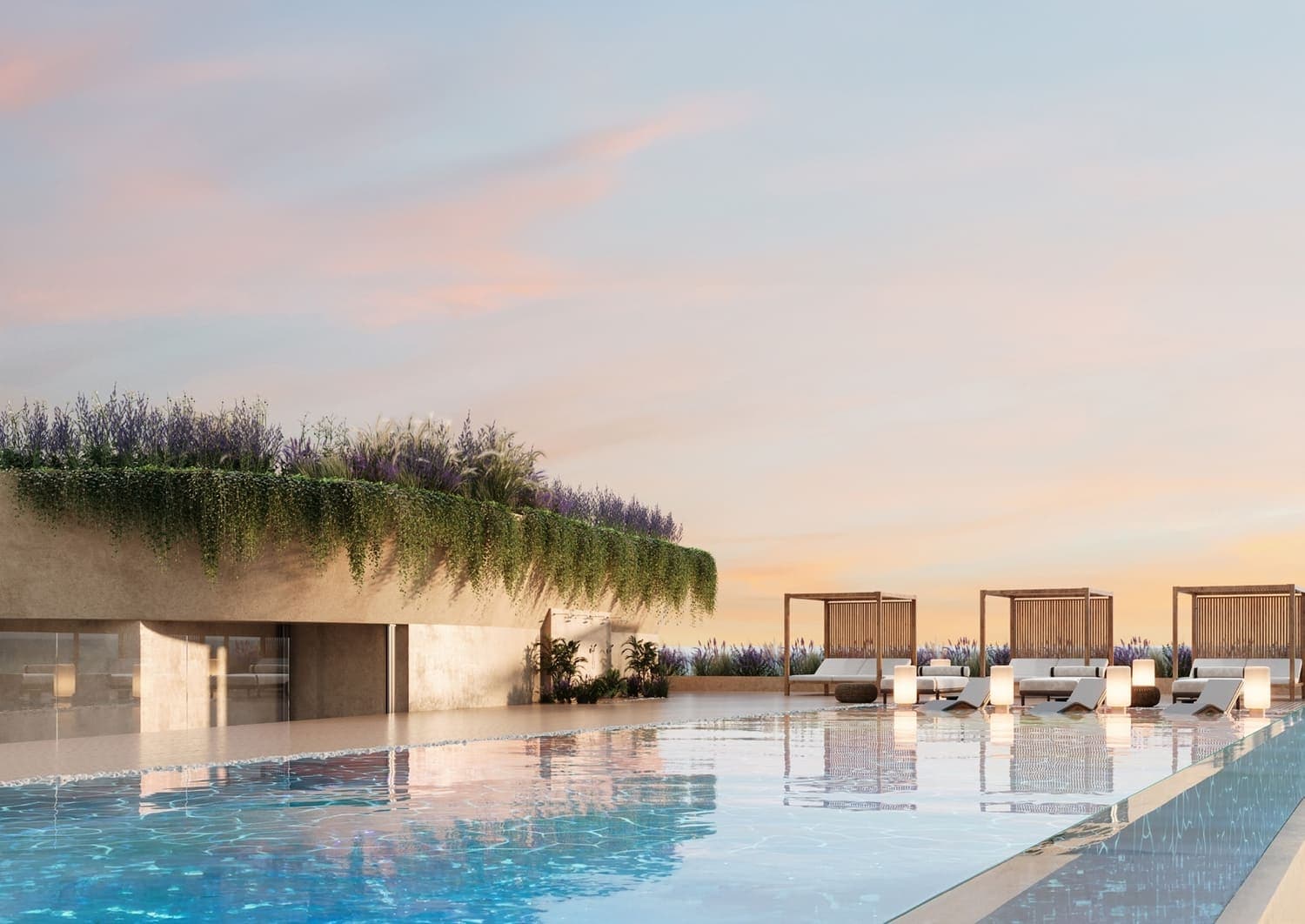 Weybridge Gardens 2 amenity Infinity Pool - Dubailand Residence Complex, Dubai - by Leos