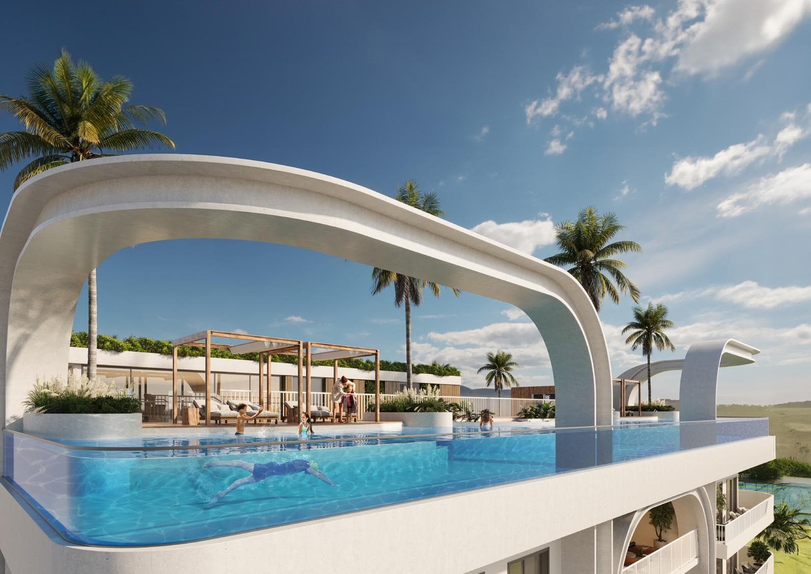 Weybridge Gardens 3 amenity Rooftop Swimming Pool - Dubailand Residence Complex, Dubai - by Leos
