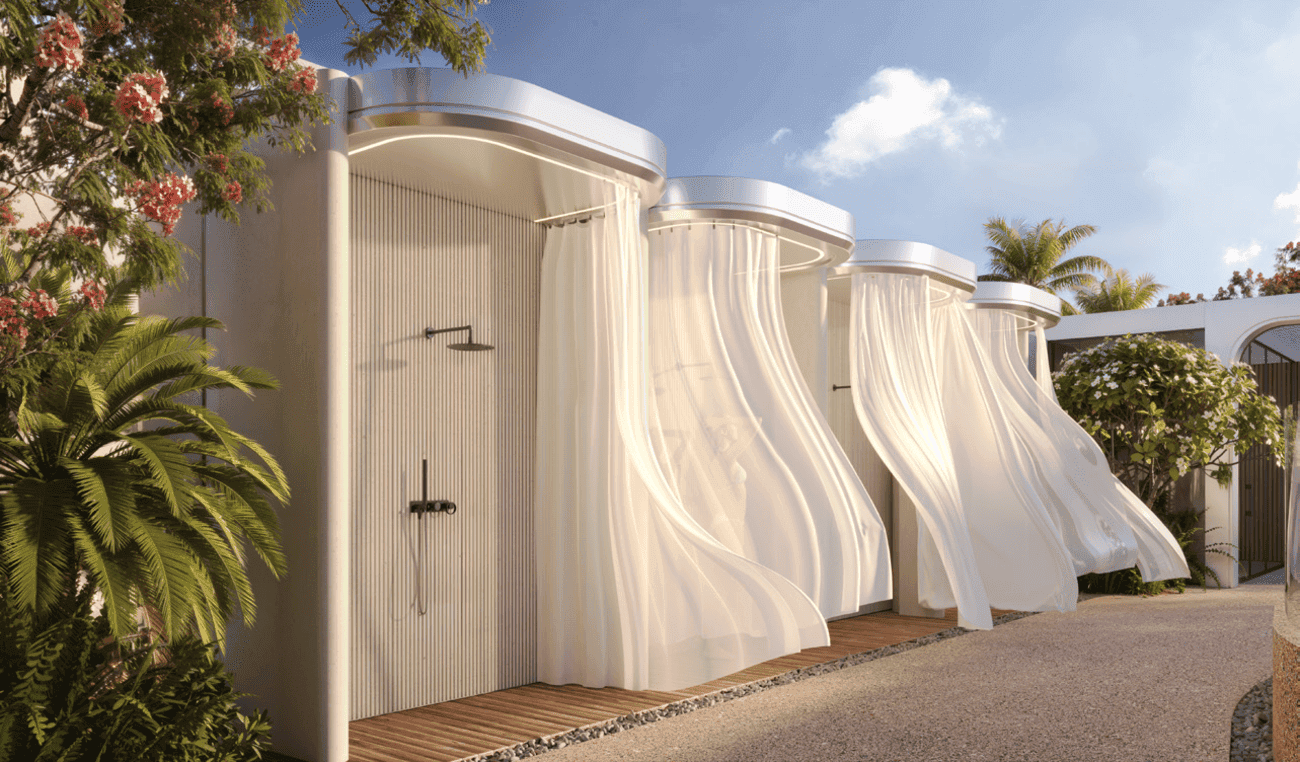 Weybridge Gardens 4 amenity Poolside Shower - Dubailand Residence Complex, Dubai - by Leos