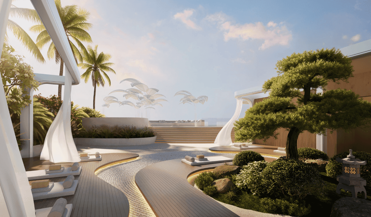 Weybridge Gardens 4 amenity Zen Yoga Deck - Dubailand Residence Complex, Dubai - by Leos