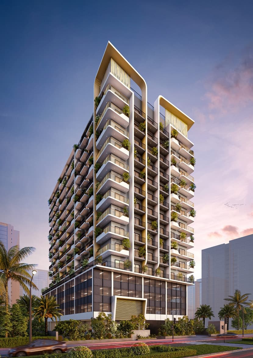 Weybridge Gardens exterior view - Dubailand Residence Complex, Dubai - by Leos