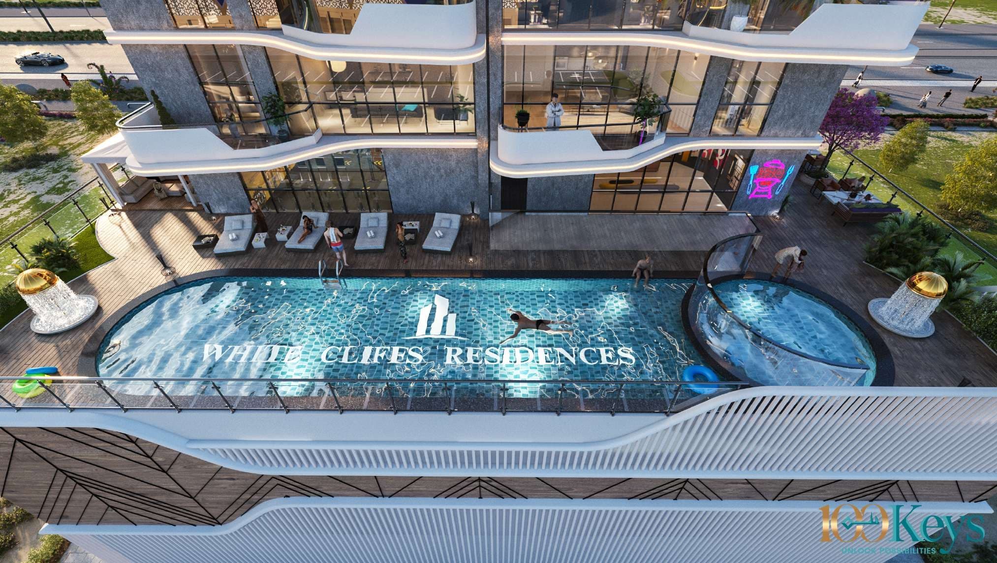 Whitecliffs Residences amenity Swimming Pool - Dubai Islands, Dubai - by AG Properties