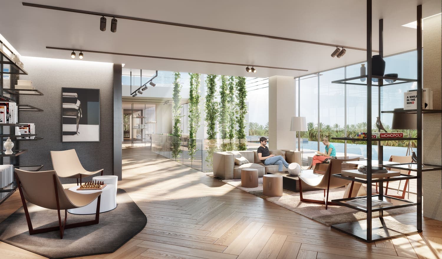 Wilton Park Residences amenity Lobby With Seating/Working Stations in Sobha Hartland, Dubai, by Ellington