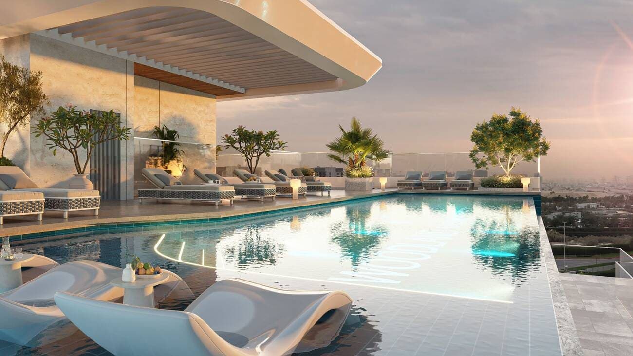 Woodland Crest amenity Infinity Pool And Kids Pool - Meydan (Nad Al Sheba 1), Dubai - by AMIS Development