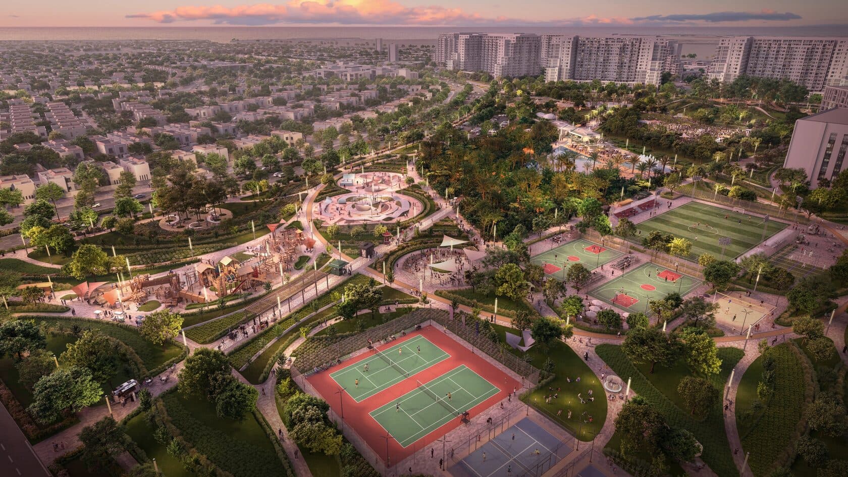 Yas Park Views amenity Sports Courts - Yas Island, Dubai - by ALDAR