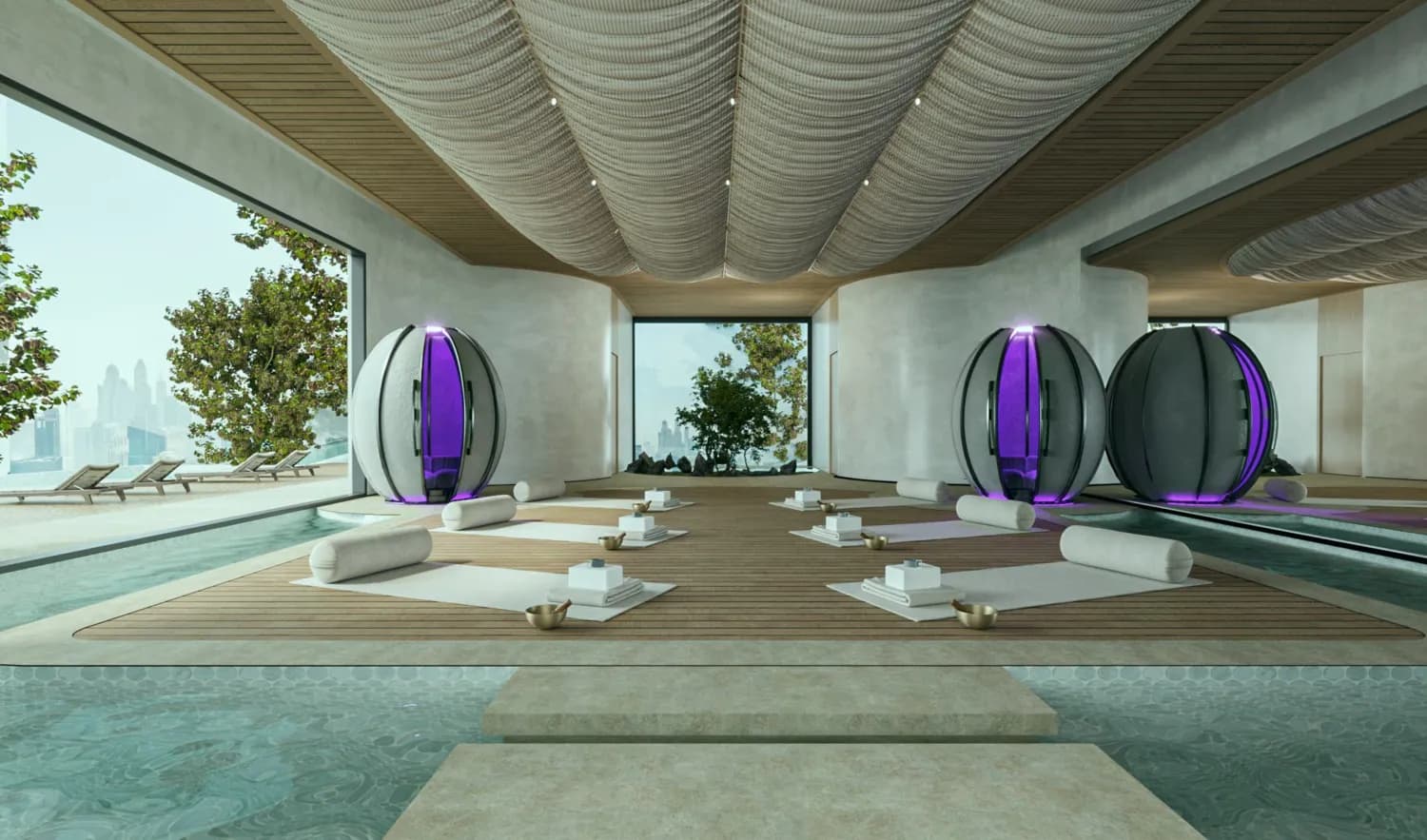 Zen Lagoons by Sanzen amenity Yoga with Meditation Pods - Bukadra, Dubai - by Sanzen Developments