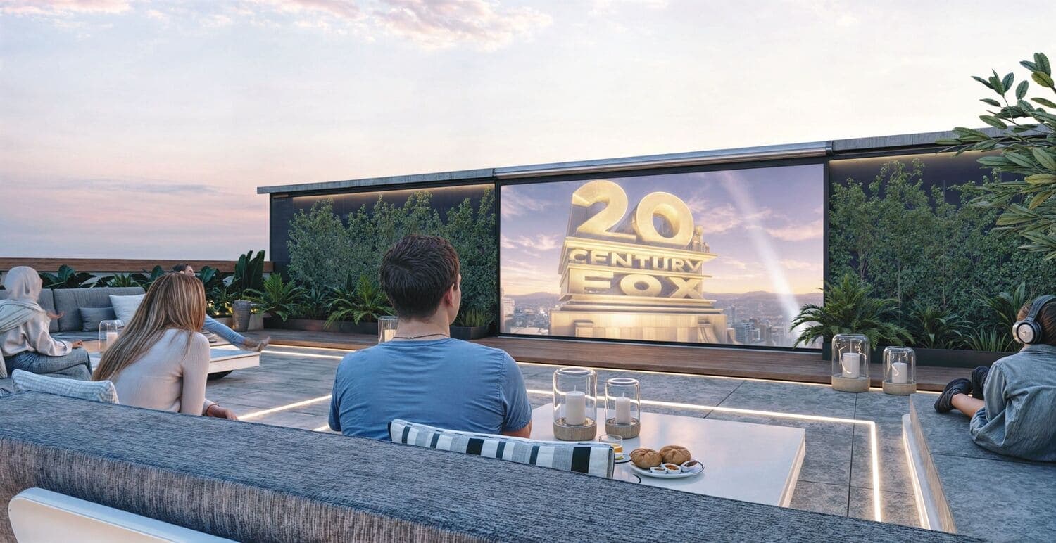 Zyra Vista Residence amenity Outdoor Cinema - Dubai International City, Dubai - by Laraix Group