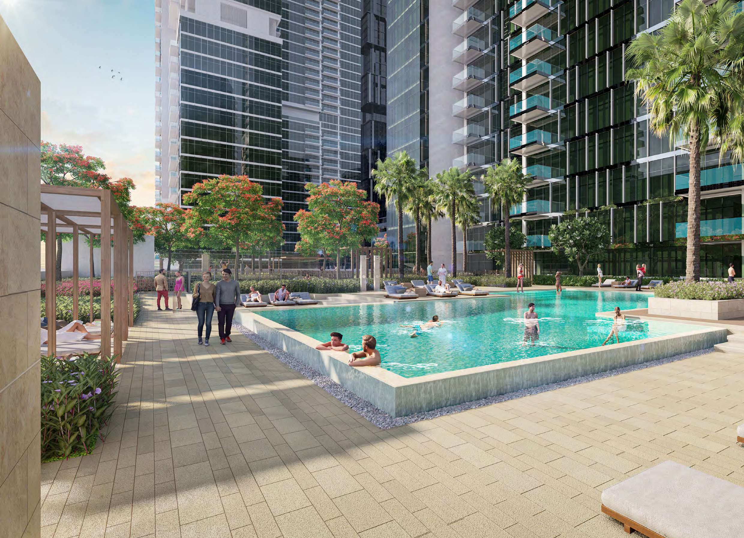 Wasl 1 Park Views Residences Tower B amenity Swimming Pool - Al Kifaf, Dubai - by Wasl